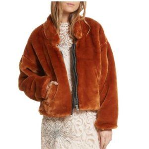 free people faux -fur bomber jacket